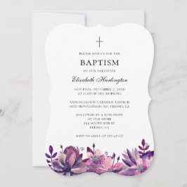 Lila rosa Blume Taufe Einladung Aquarell
