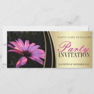 Lila Rosa Blume und Satin Gold Party Einladungen