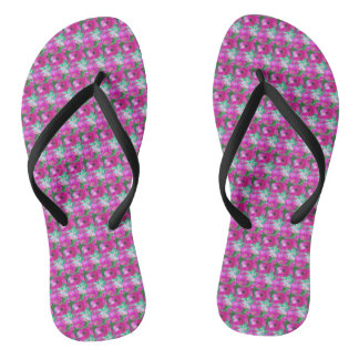 Lila Rosa Blumen Damen Flip Flops