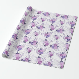 Lila Rosa Blumen Elegant Weiblich Blumen  Geschenkpapier
