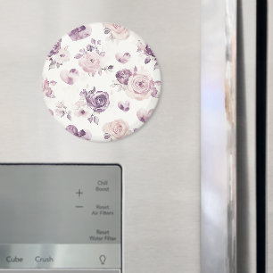 Lila Rosa Blumen & Herzen Magnet