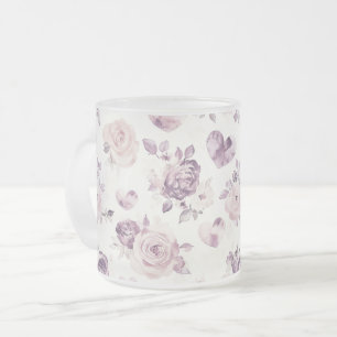 Lila Rosa Blumen & Herzen Mattglastasse