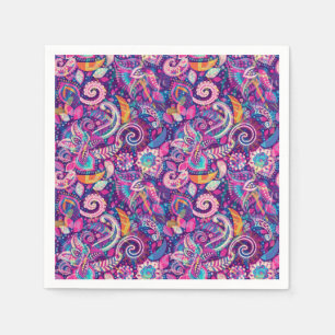 Lila & Rosa Blumen-Paisley-Mädchen Whimsical Boho Serviette
