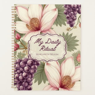 Lila Rosa Blumen Tagesplaner Notizbuch Planer