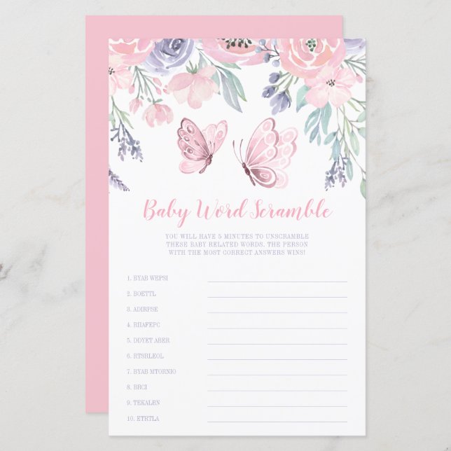 Lila Rosa Blütenschmetterling Wortschwall (Vorne/Hinten)