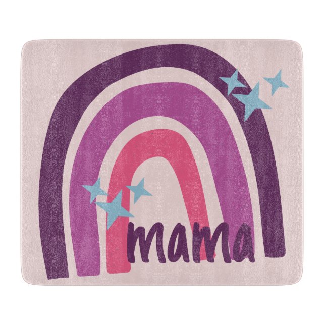 Lila rosa Bohemisch Rainbow Personalisiert Mama Schneidebrett (Vorderseite)