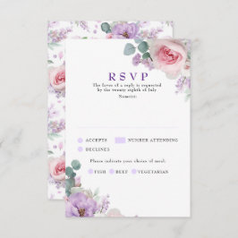 Lila rosa botanische  rosa Hochzeitskarten RSVP Karte