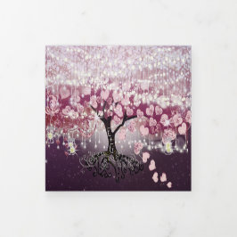 Lila Rosa Burgund Weinkeller Hochzeit Dreifach Gefaltete Einladung