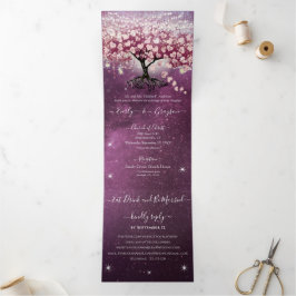 Lila Rosa Burgund Weinkeller Hochzeit Dreifach Gefaltete Einladung