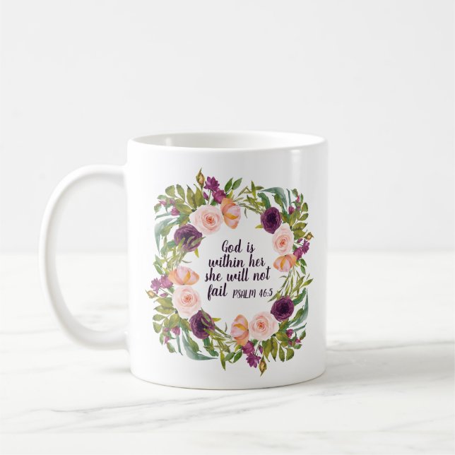 Lila rosa Christliche Blütenblume Kaffeetasse (Links)