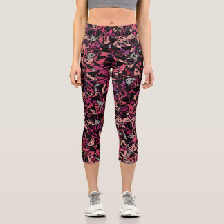 Lila Rosa Dreieckmuster Capri Leggings