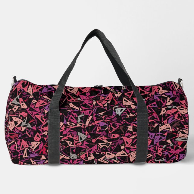 Lila Rosa Dreiecksmuster groß Duffle Bag (Vorderseite)