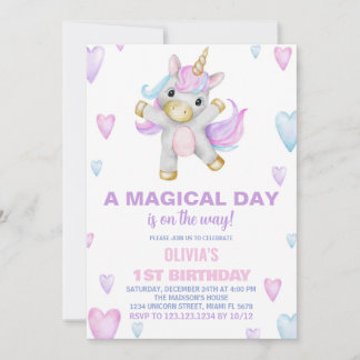 Lila Rosa Einhorn Einladung zum Geburtstag