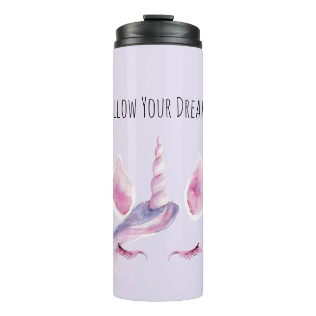 Lila Rosa Einhorn  Thermosbecher (Vorderseite)