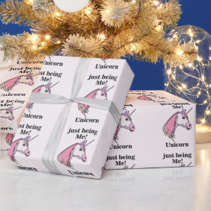 Lila Rosa Einhornkopf Geschenkpapier