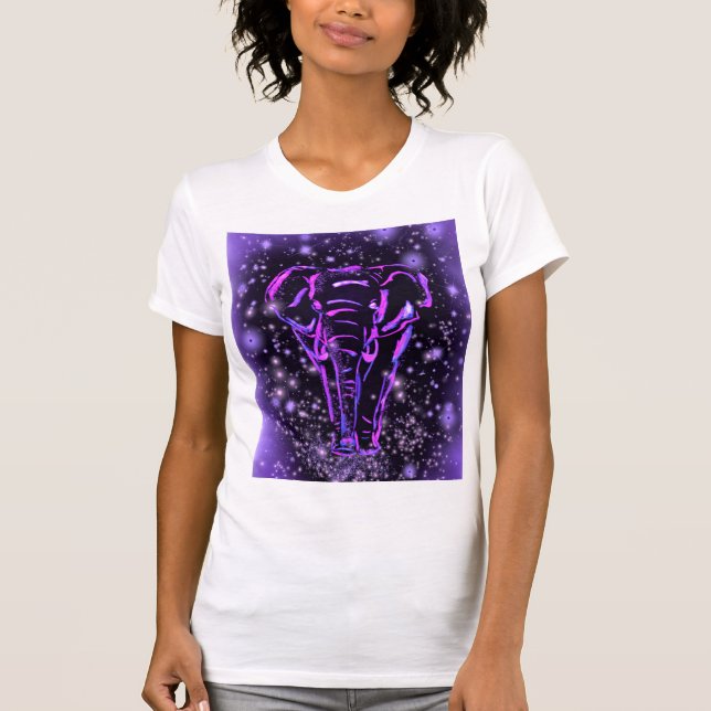 Lila rosa Elefant T - Shirt Wandern in Galaxy (Vorderseite)