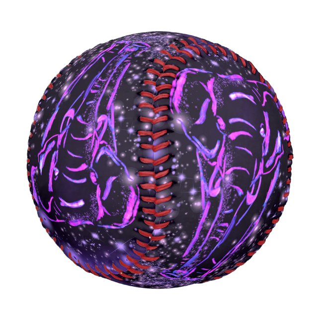 Lila rosa Elefantenbaseball in der Sternennacht Baseball (Schrägansicht)