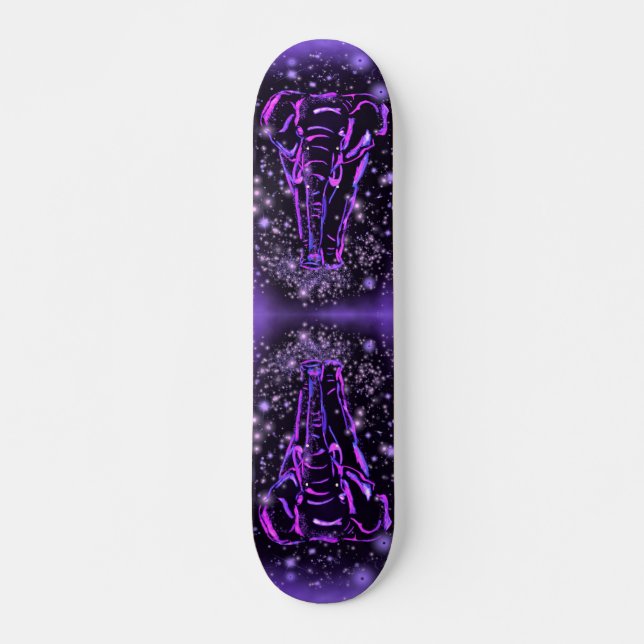 Lila rosa Elefantenskateboard in der Starry Night Skateboard (Vorne)