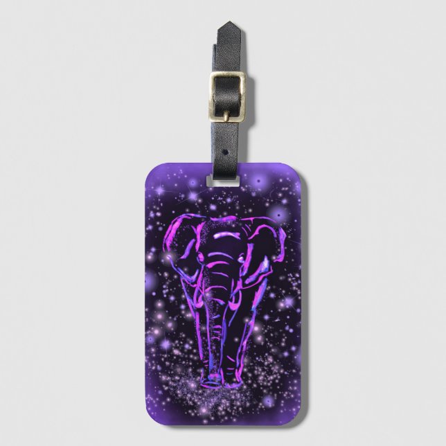 Lila-rosa-Elephant-Gepäckmarke Gepäckanhänger (Vorderseite Vertikal)