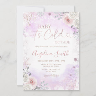 Lila Rosa Es ist kalt draußen Winter Baby Shower  Einladung