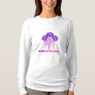 Lila Rosa Fantasy Blumen Langarm Oberteil T-Shirt