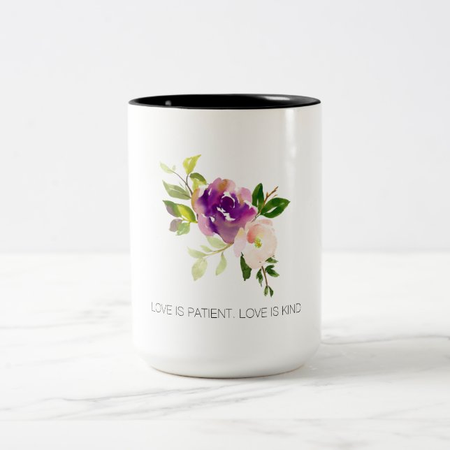 Lila rosa Farbflora Kaffeetasse (Mittel)