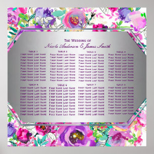 Lila Rosa Farbige Moderne Florale Sitzordnung Poster