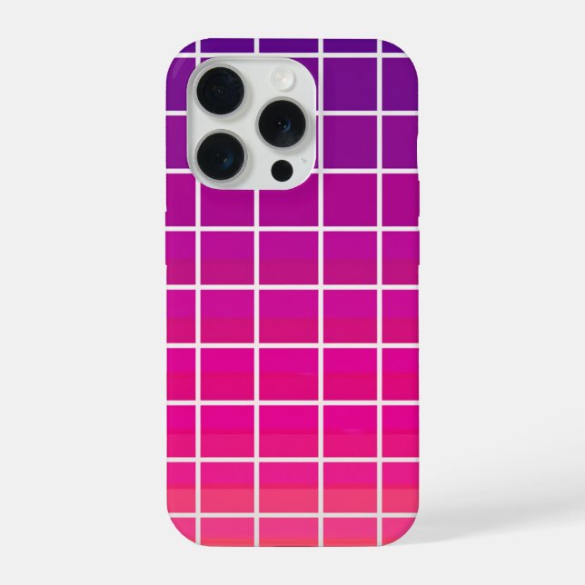 Lila Rosa Farbverlauf-Gitternmuster Geometrisch iPhone Hülle (Rückseite)