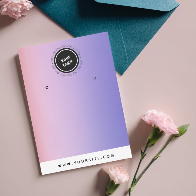 Lila rosa Farbverlauf Hinzufügen des Logo-Ohrbilds Visitenkarte (Von Creator hochgeladen)