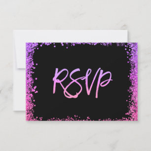 Lila Rosa Faux Glitter RSVP Karte