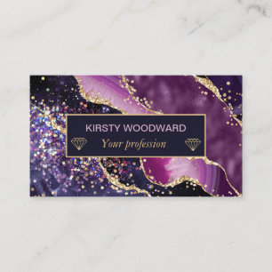 Lila & Rosa & Faux-Gold-Glitter-Achat Visitenkarte