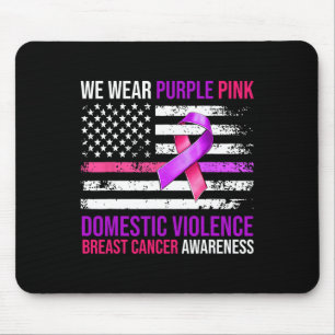 Lila rosa Flachbandbrille Brustkrebs und häusliche Mousepad