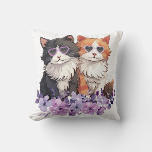 Lila rosa Floral Katzen Kissen