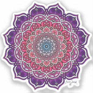 Lila-rosa Floral Mandala Aufkleber
