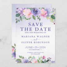 Lila-rosa-florale Moderne Save the Date