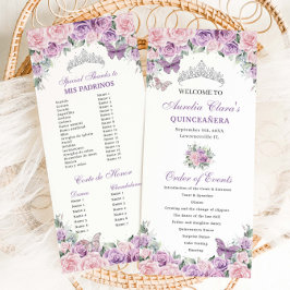 Lila-rosa-florale Quinceñera-Orden Programm