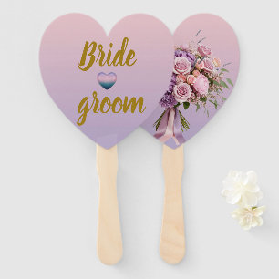 Lila Rosa Florales Herz Sommer Hochzeit Handfächer