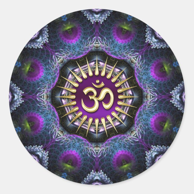 Lila rosa Fraktale - BM-Schildkunst Runder Aufkleber (Vorderseite)