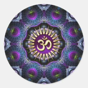 Lila rosa Fraktale - BM-Schildkunst Runder Aufkleber