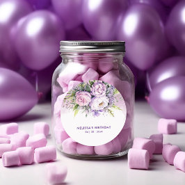 Lila & Rosa Garden Blume Girl Runder Aufkleber