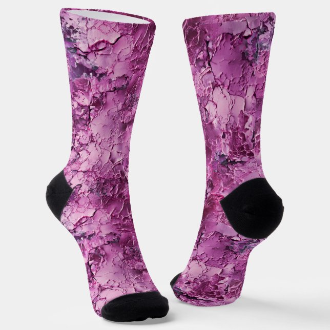 Lila-rosa gecrackte Texturen Socken (Gewinkelt)