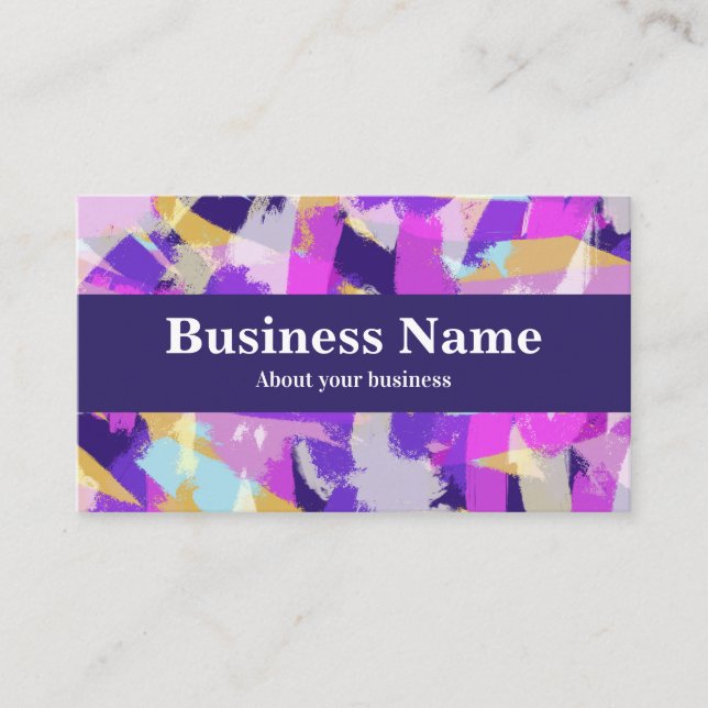 Lila rosa Gelb Blau Modern Abstrakt Visitenkarte (Vorderseite)
