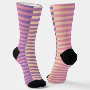 Lila Rosa Gelb Gestreiftes Muster Socken