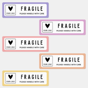 Lila-rosa-gelbe Grenzen Fragile Firmenlogos Etiketten