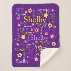 Lila rosa gelber Blumenmädchen Shelby Sherpadecke
