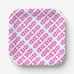 Lila Rosa Geo Muster Pappteller