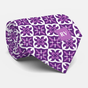 Lila-rosa geometrische Monogramm Krawatte