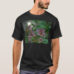 Lila, rosa gestreifte Orchidee wie Blume T-Shirt