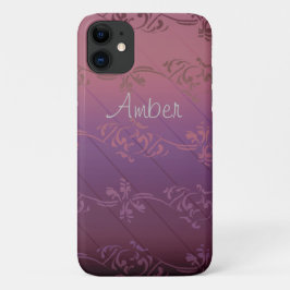 Lila, rosa, gestreiftes, florales Leaf-Muster Case-Mate iPhone Hülle