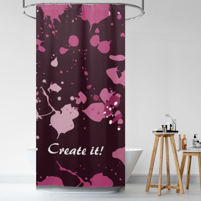 Lila, rosa gestrichene Spritzer-Splash-Drops Duschvorhang (Abstract Purple Pink Paint Splatter Splash Drops Shower Curtain)